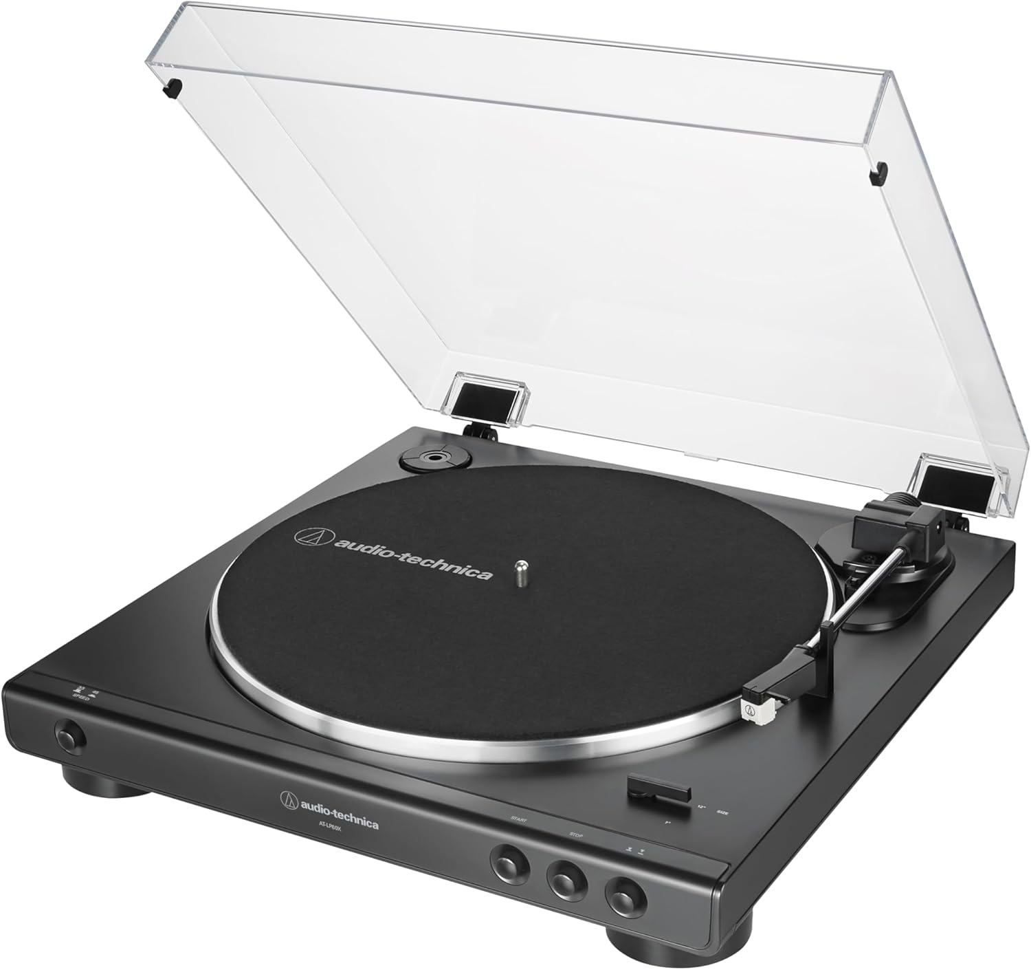 AT-LP60X-BK Fully Automatic Belt-Drive Stereo Turntable, Black, Hi-Fidelity, Plays 33 -1/3 and 45 RPM Vinyl Records, Dust Cover, Anti-Resonance, Die-Cast Aluminum Platter