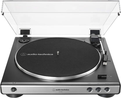 AT-LP60X-BK Fully Automatic Belt-Drive Stereo Turntable, Black, Hi-Fidelity, Plays 33 -1/3 and 45 RPM Vinyl Records, Dust Cover, Anti-Resonance, Die-Cast Aluminum Platter