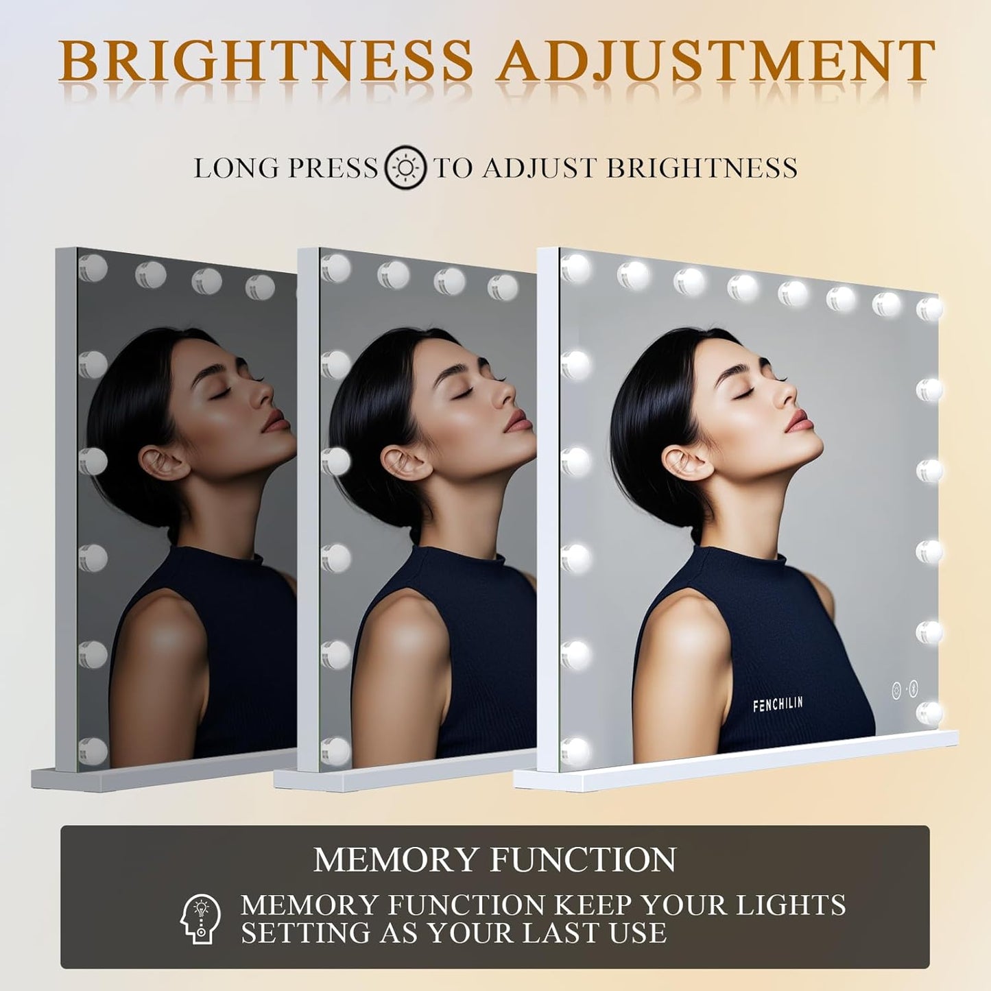 Vanity Mirror with Lights 32''X23'' Tempered Glass Large Hollywood Mirror with 18 Dimmable Bulbs for Makeup Table/Hanging Bluetooth Speaker Mirror with Touch Screen & USB Charge Port