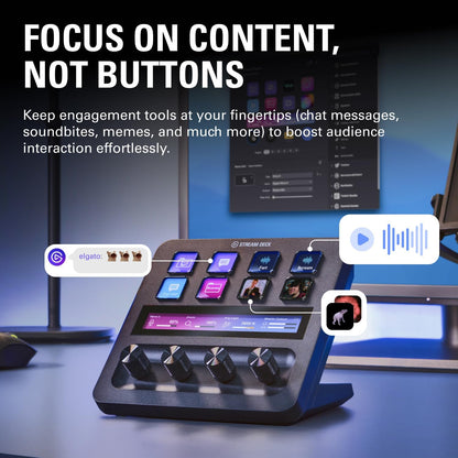 Stream Deck +, Audio Mixer, Production Console and Studio Controller for Content Creators, Streaming, Gaming, with Customizable Touch Strip Dials and LCD Keys, Works with Mac and PC