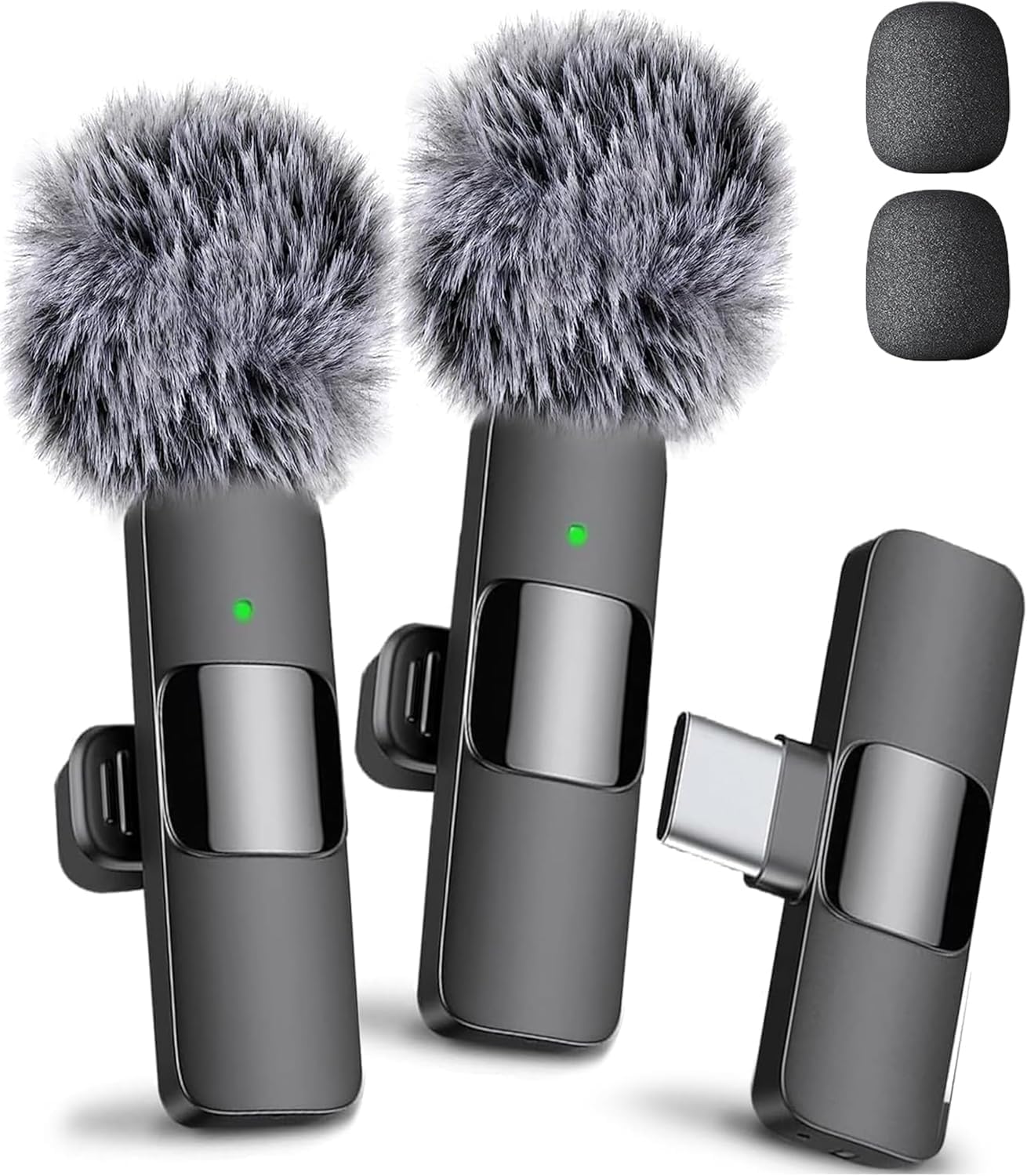 (Latest Model) - Wireless Mini Microphone for Iphone, Ipad, Android - 2 Pack Lavalier Microphone for Video Recording - Iphone Mic Crystal Clear Recording with USB-C for Content Creators
