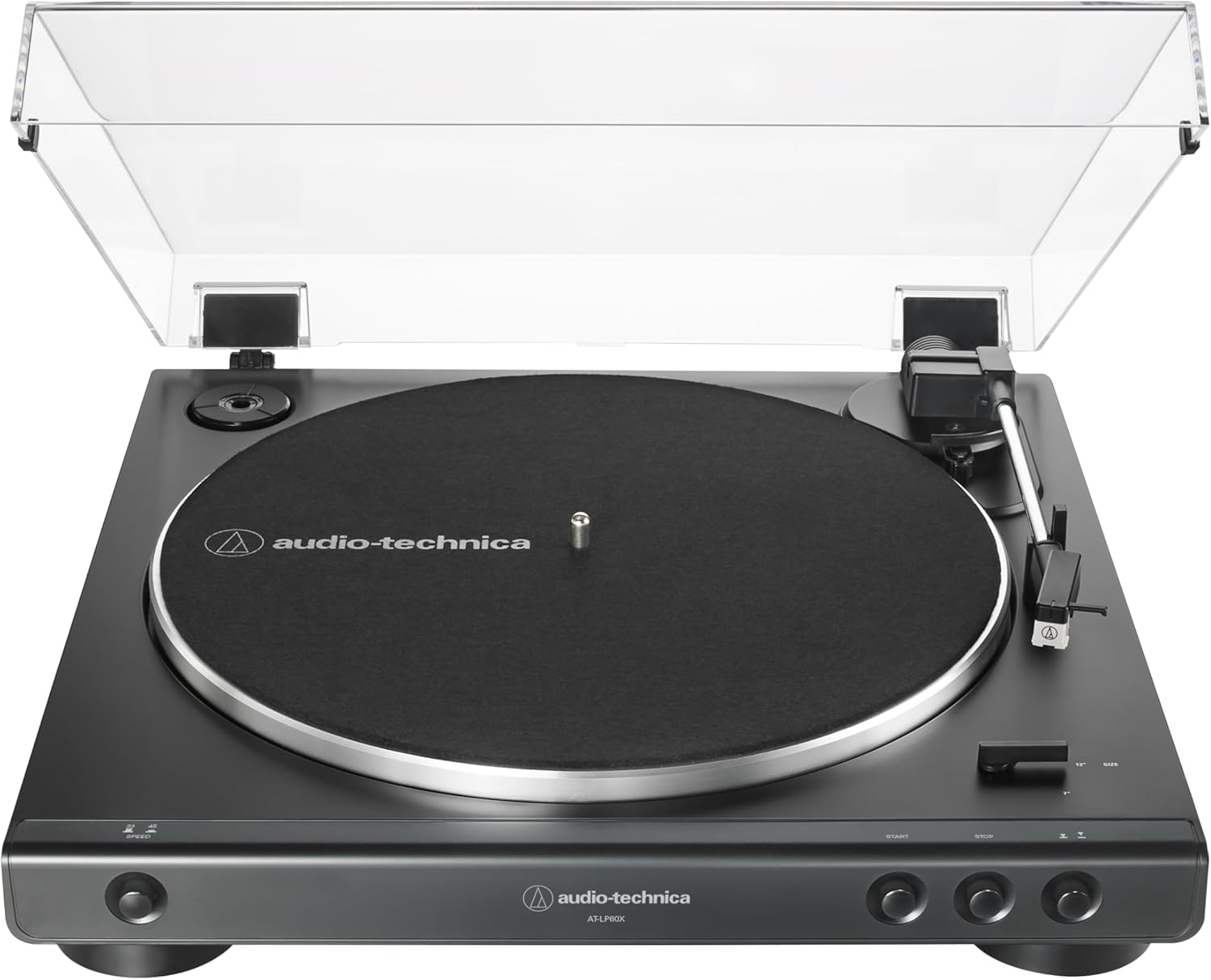 AT-LP60X-BK Fully Automatic Belt-Drive Stereo Turntable, Black, Hi-Fidelity, Plays 33 -1/3 and 45 RPM Vinyl Records, Dust Cover, Anti-Resonance, Die-Cast Aluminum Platter