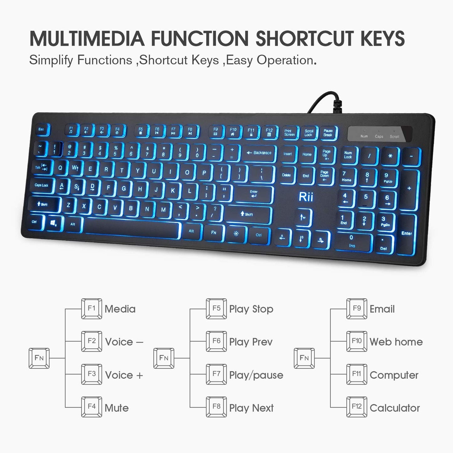 Three Colors Backlit Keyboard and Mouse, Wired Keyboard and Mouse Combo, USB Keyboard and Mouse Set,Quiet Input Gaming Keyboard,Optical RGB Mouse for School,Office,Business and Gaming