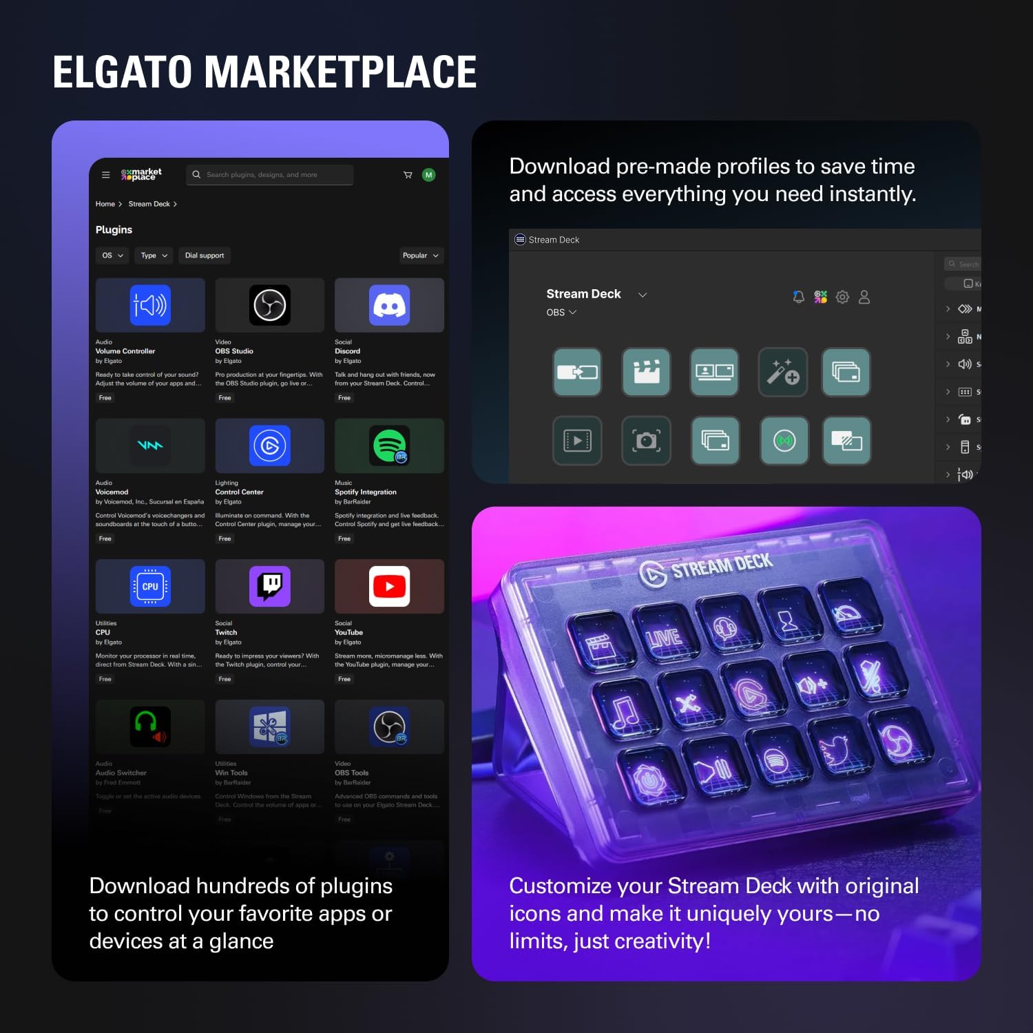 Stream Deck MK.2 – Studio Controller, 15 Macro Keys, Trigger Actions in Apps and Software like OBS, Twitch, ​Youtube and More, Works with Mac and PC