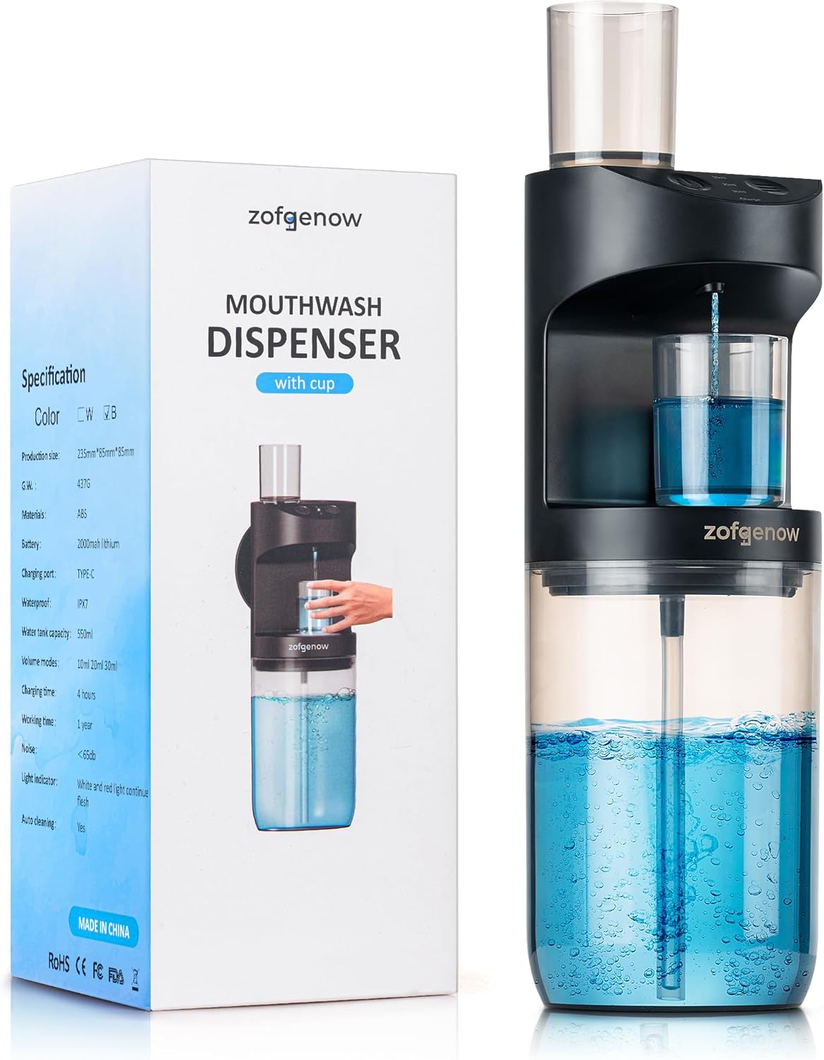 Automatic Mouthwash Dispenser for Bathroom,Bathroom Accessories 19.4 Fl Oz Dispensers with Magnetic Cups,Wall Mounted Dispenser,Suitable for All Age Groups,White