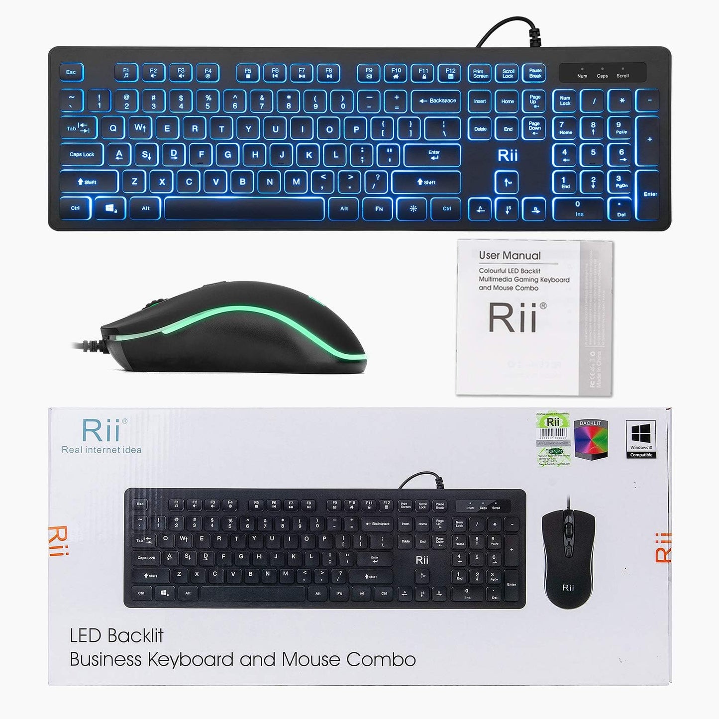 Three Colors Backlit Keyboard and Mouse, Wired Keyboard and Mouse Combo, USB Keyboard and Mouse Set,Quiet Input Gaming Keyboard,Optical RGB Mouse for School,Office,Business and Gaming