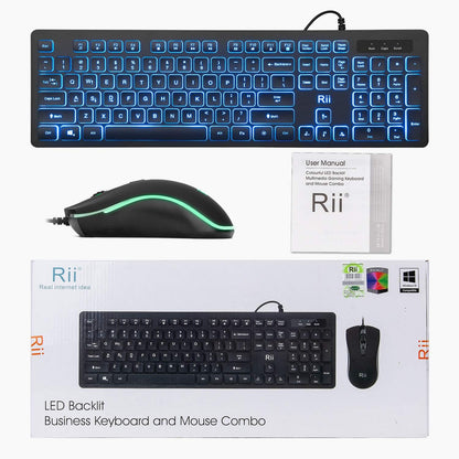 Three Colors Backlit Keyboard and Mouse, Wired Keyboard and Mouse Combo, USB Keyboard and Mouse Set,Quiet Input Gaming Keyboard,Optical RGB Mouse for School,Office,Business and Gaming