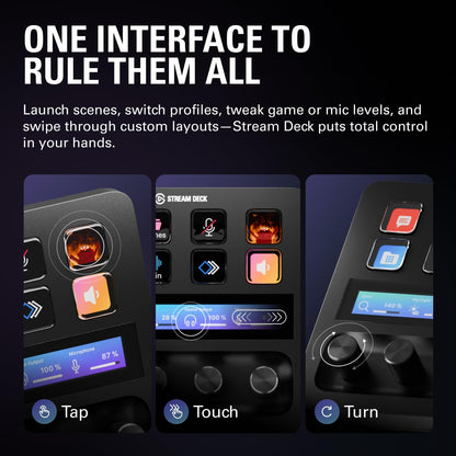 Stream Deck +, Audio Mixer, Production Console and Studio Controller for Content Creators, Streaming, Gaming, with Customizable Touch Strip Dials and LCD Keys, Works with Mac and PC