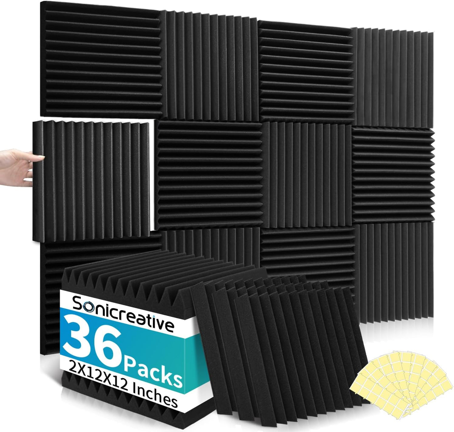 Knightsacoustic 52 Pack Acoustic Foam Panels 1 X 12 X 12 Inches Sound Proof Foam Panels for Walls High Density Studio Wedge Soundproof Wall Panels Sound Proofing Acoustic Panels1