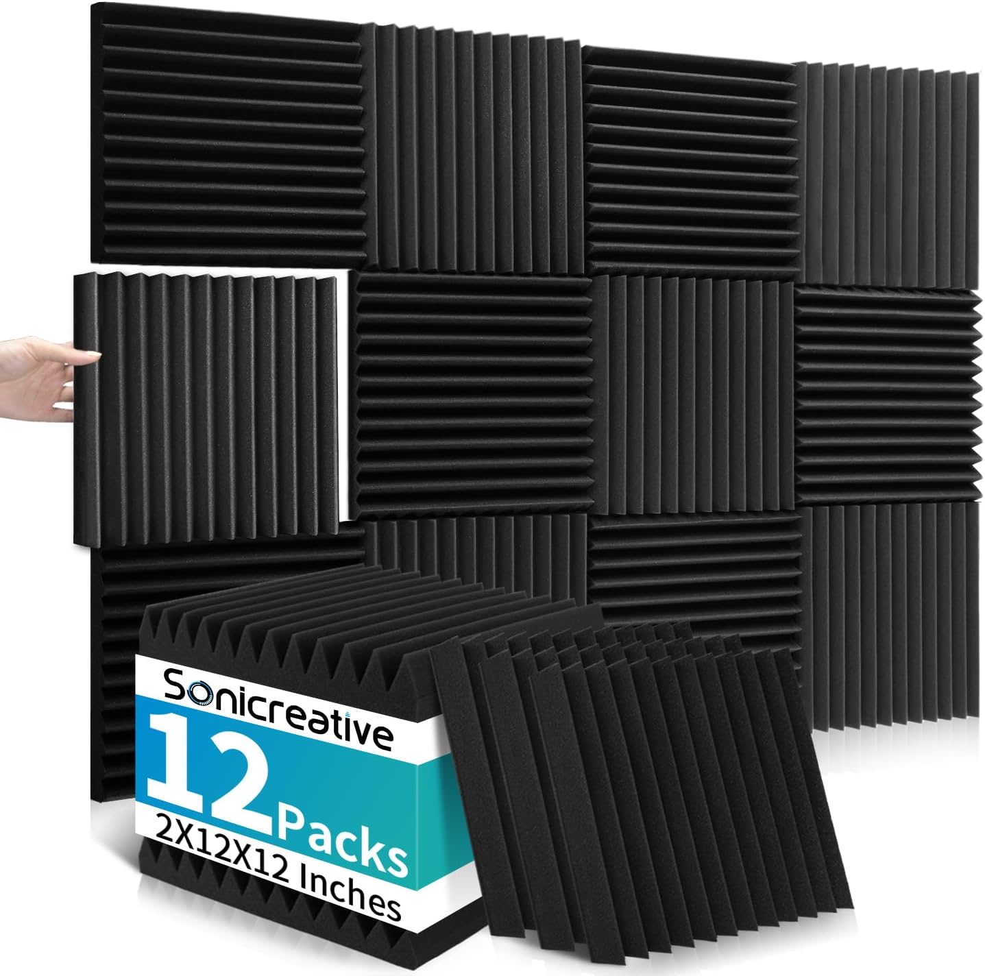 Knightsacoustic 52 Pack Acoustic Foam Panels 1 X 12 X 12 Inches Sound Proof Foam Panels for Walls High Density Studio Wedge Soundproof Wall Panels Sound Proofing Acoustic Panels1