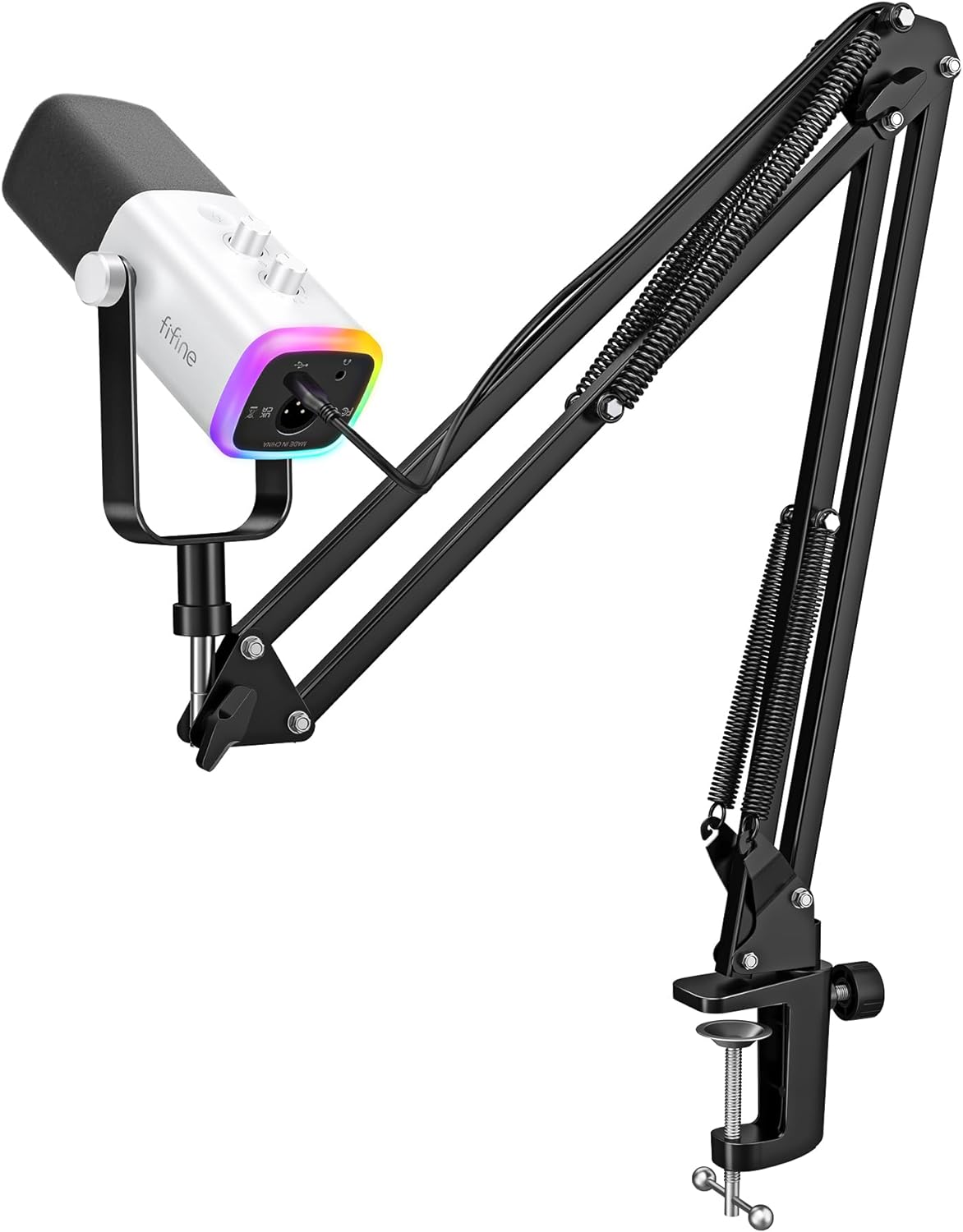 XLR/USB Gaming Microphone Set, Dynamic PC Mic for Streaming Podcasting, Computer RGB Mic Kit with Boom Arm Stand, Mute Button, Headphones Jack, for Recording Vocal Voice-Over-Ampligame AM8T