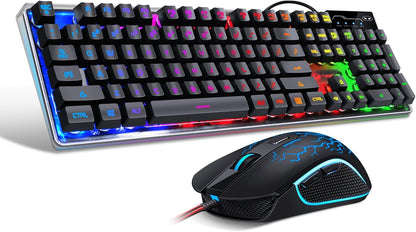 Gaming Keyboard and Mouse Combo, K1 RGB LED Backlit Keyboard with 104 Key for Pc/Laptop(White)