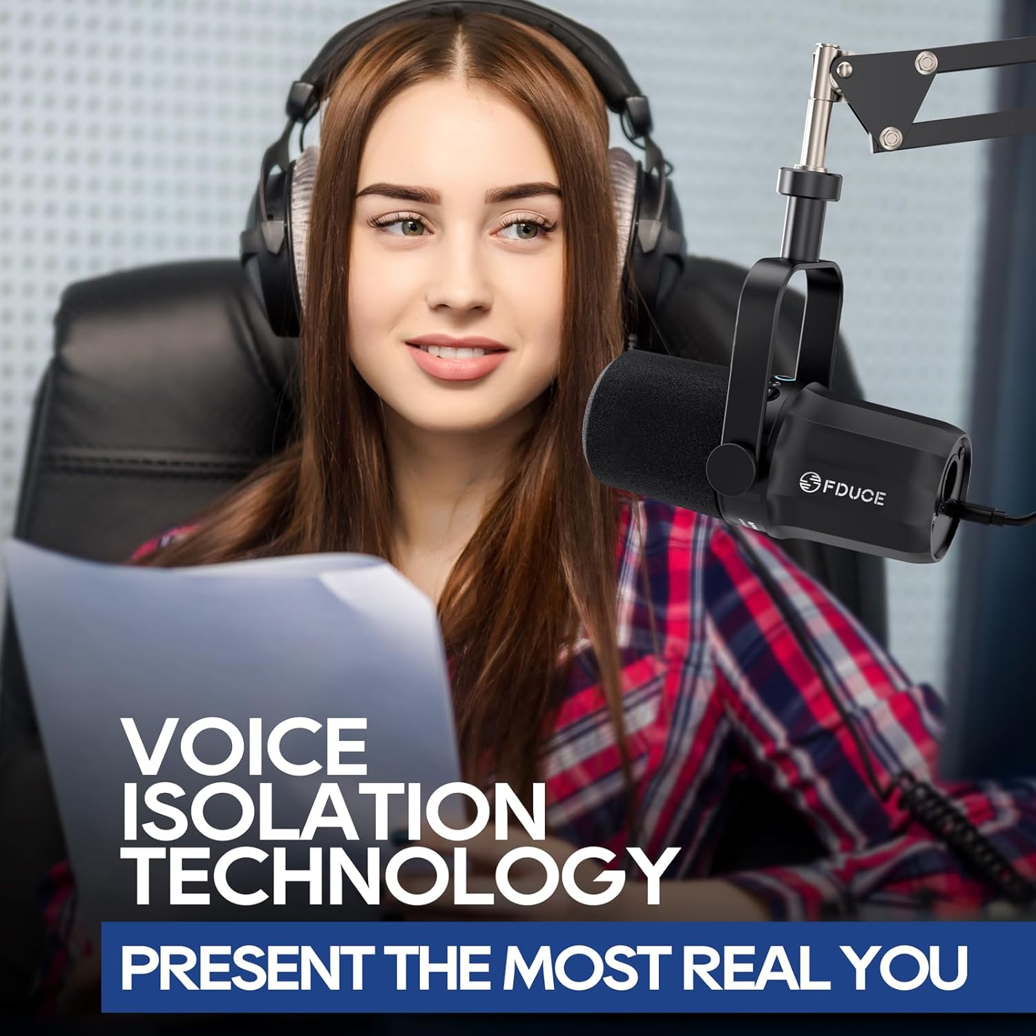 Dynamic Microphone, XLR/USB Podcast Recording PC Microphone for Vocal Voice-Over Streaming, Studio Metal Mic with Mute, Headphone Jack, Monitoring Volume Control, with Boom Arm (SL40+)