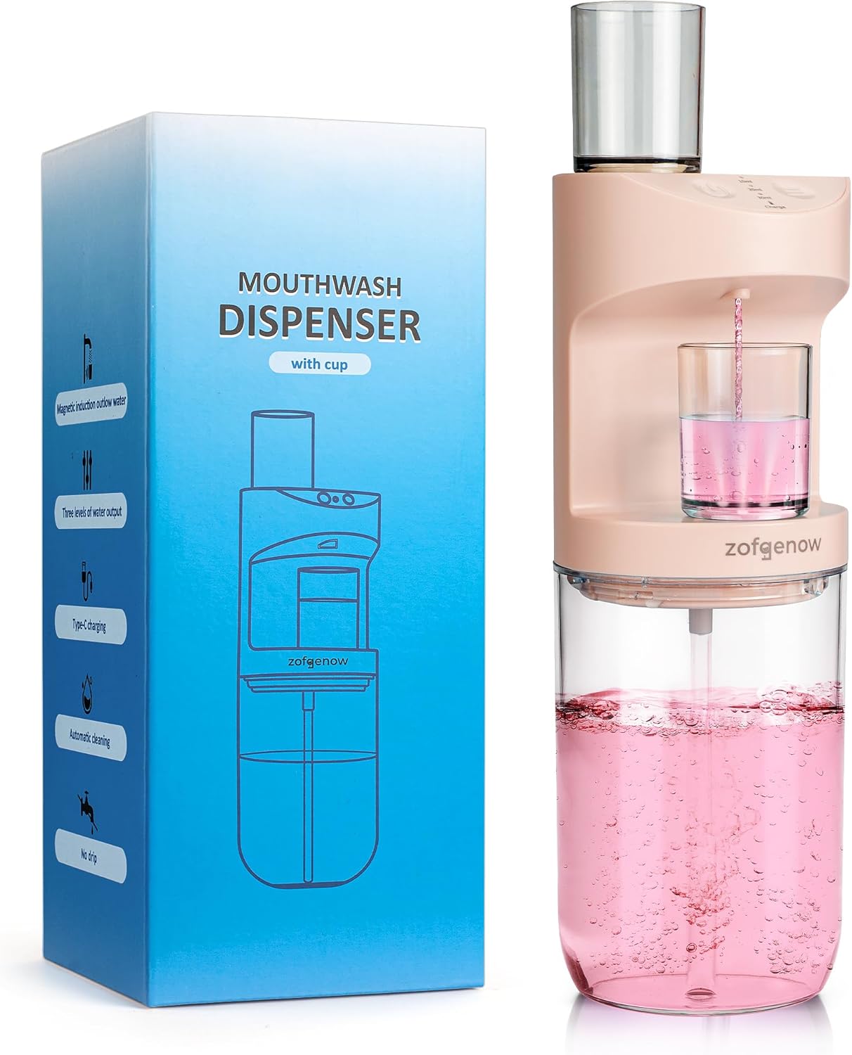 Automatic Mouthwash Dispenser for Bathroom,Bathroom Accessories 19.4 Fl Oz Dispensers with Magnetic Cups,Wall Mounted Dispenser,Suitable for All Age Groups,White