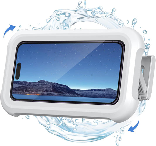 Shower Phone Holder Waterproof - 480° Rotatable Retractable Adjustable Shower Iphone Case Holder, Bathroom Wall Phone Mount Stand Water Proof anti Fog Case, Accessories for 4-7" Cellphones