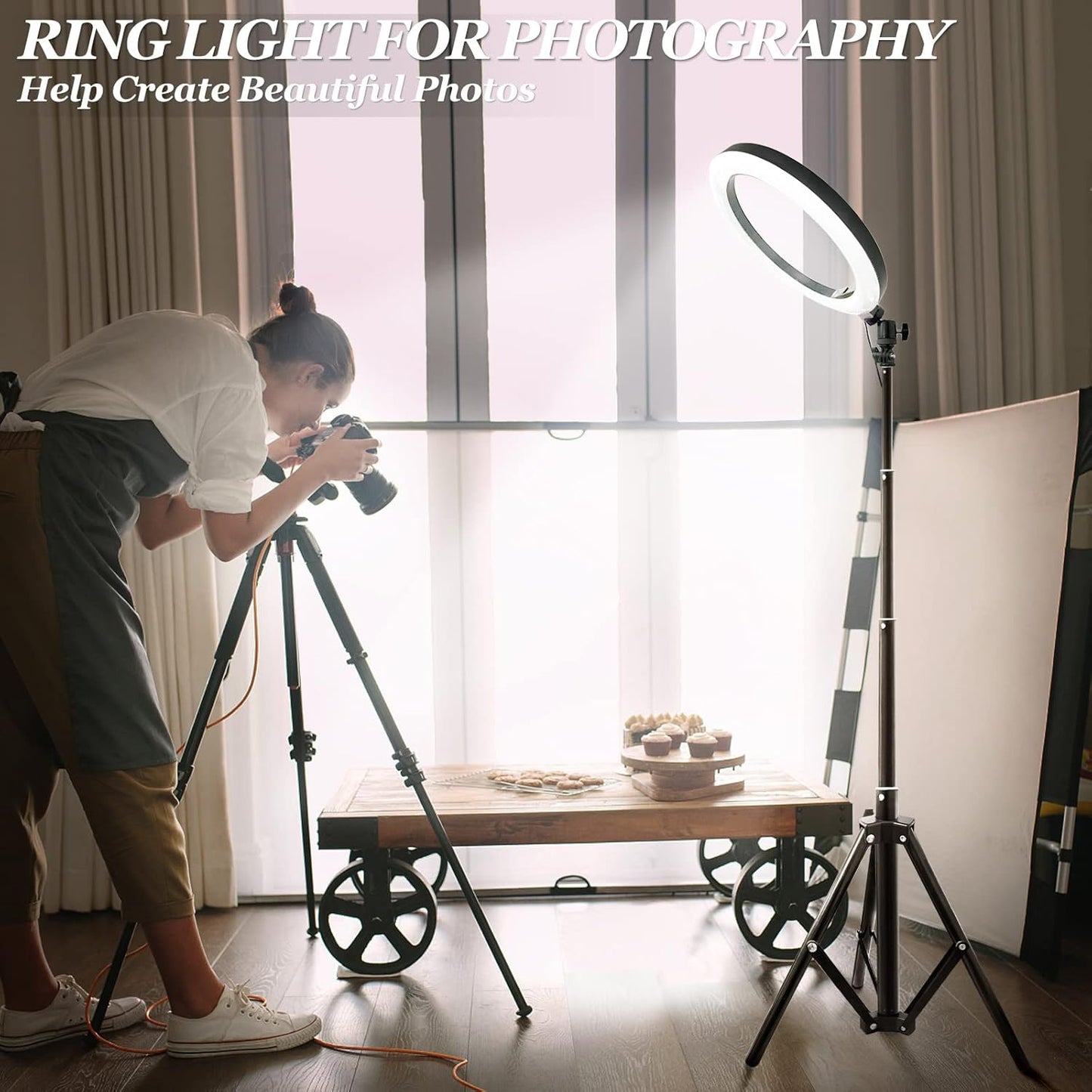 10.2" Ring Light Kit - Adjustable Tripod Stand, Dimmable Leds for Makeup, Photography, Tiktok, Youtube