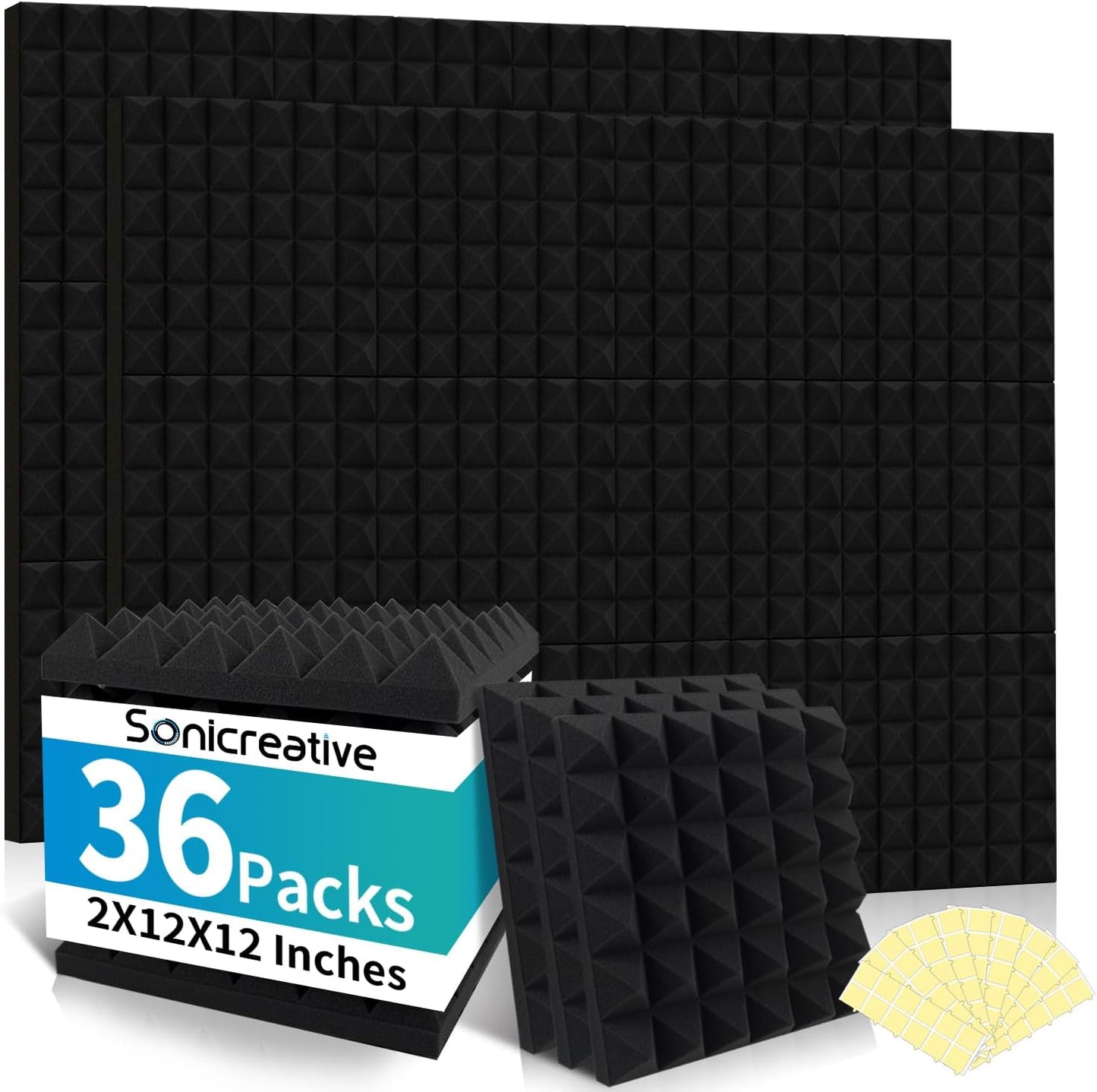 Knightsacoustic 52 Pack Acoustic Foam Panels 1 X 12 X 12 Inches Sound Proof Foam Panels for Walls High Density Studio Wedge Soundproof Wall Panels Sound Proofing Acoustic Panels1