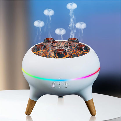 Essential Oil Diffuser 250Ml,Jellyfish Diffuser Volcano Diffuser Air Humidifiers Dynamic Sound Pickup Ultrasonic Aromatherapy Remote Control 7-Color Lights for Home Bedroom Office Hotel(White)
