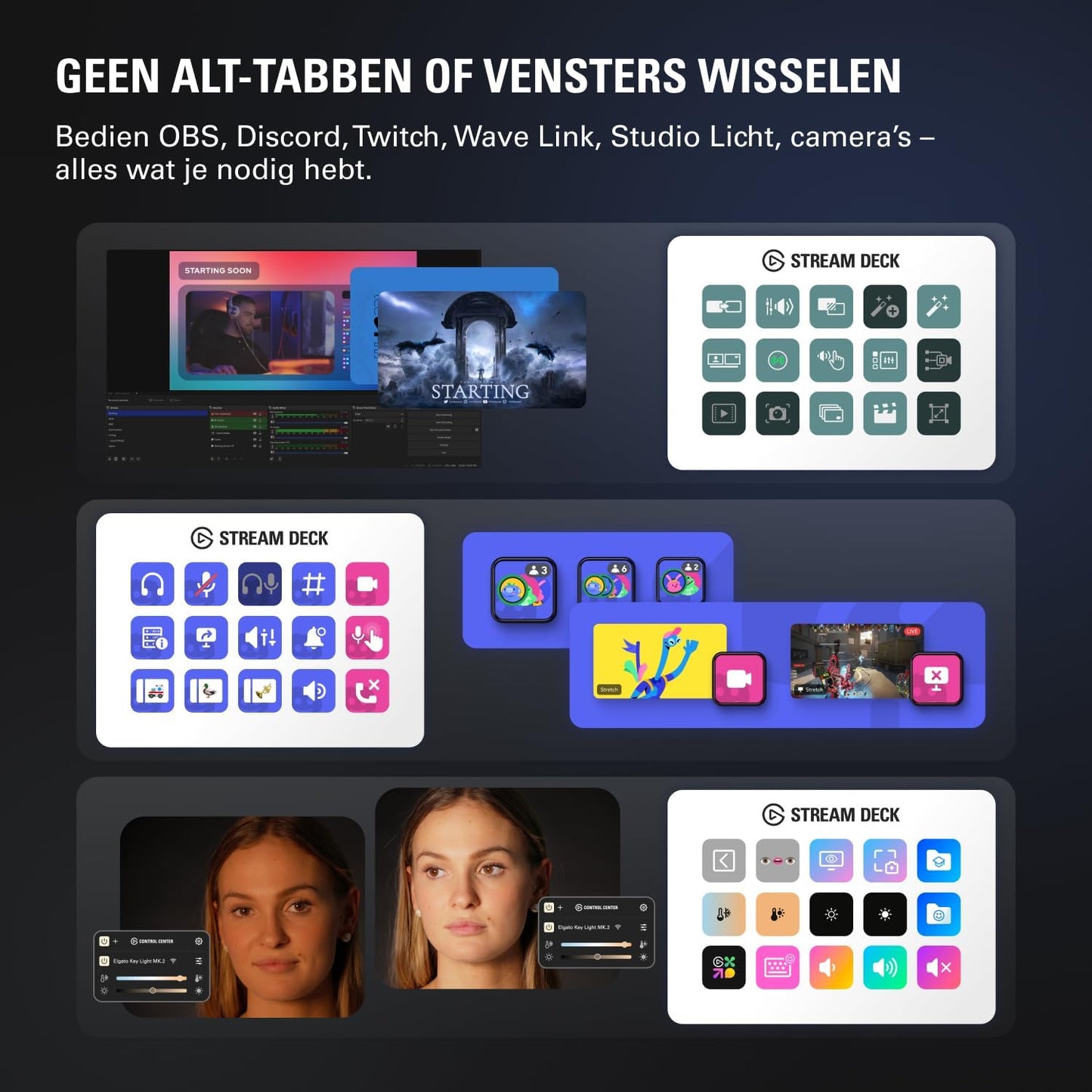 Stream Deck MK.2 White – Studio Controller, 15 Macro Keys, Trigger Actions in Apps and Software like OBS, Twitch, ​Youtube and More, Works with Mac and PC