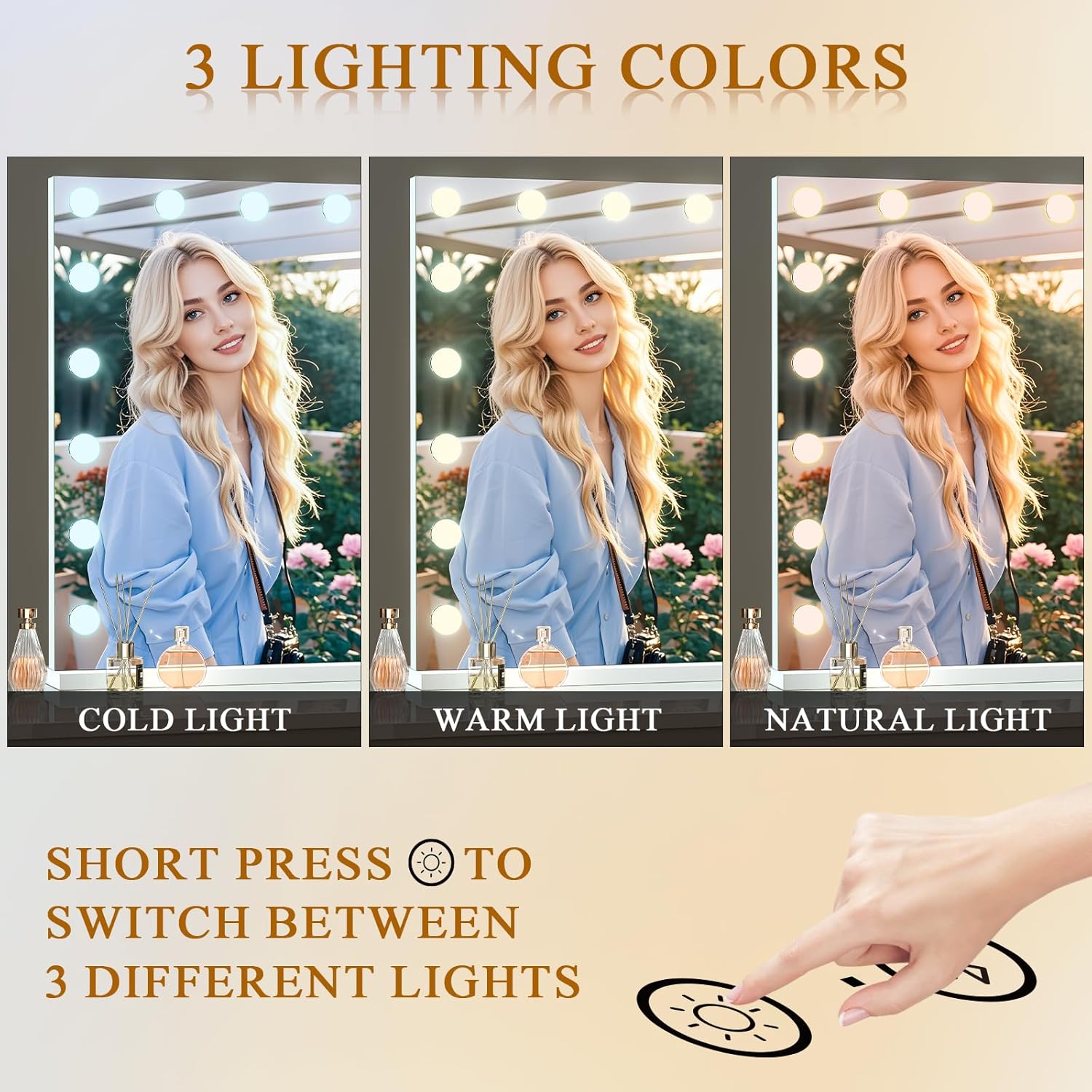 Vanity Mirror with Lights 32''X23'' Tempered Glass Large Hollywood Mirror with 18 Dimmable Bulbs for Makeup Table/Hanging Bluetooth Speaker Mirror with Touch Screen & USB Charge Port