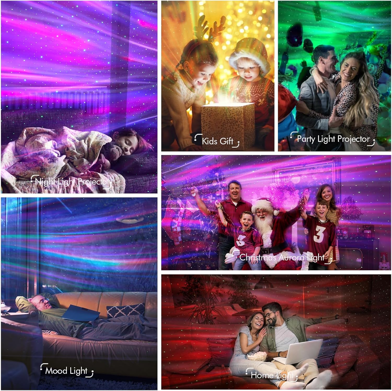 Star Projector Galaxy Projector with 33 Lights, Smart Aurora Lamp Projector 8 White Noise Sound Machine Night Light Projector with Bluetooth Speaker IR Remote Timer for Bedroom/Game Room/Party
