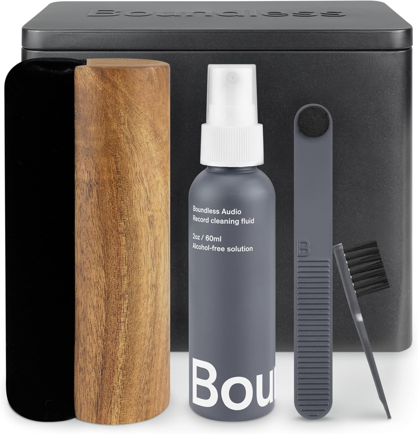 Vinyl Record Cleaning Kit - 8-In-1 Vinyl Cleaner Kit Includes Carbon Fiber & Velvet Record Brushes, Stylus Brush, Cleaning Solution, Microfiber Cloths & Metal Case