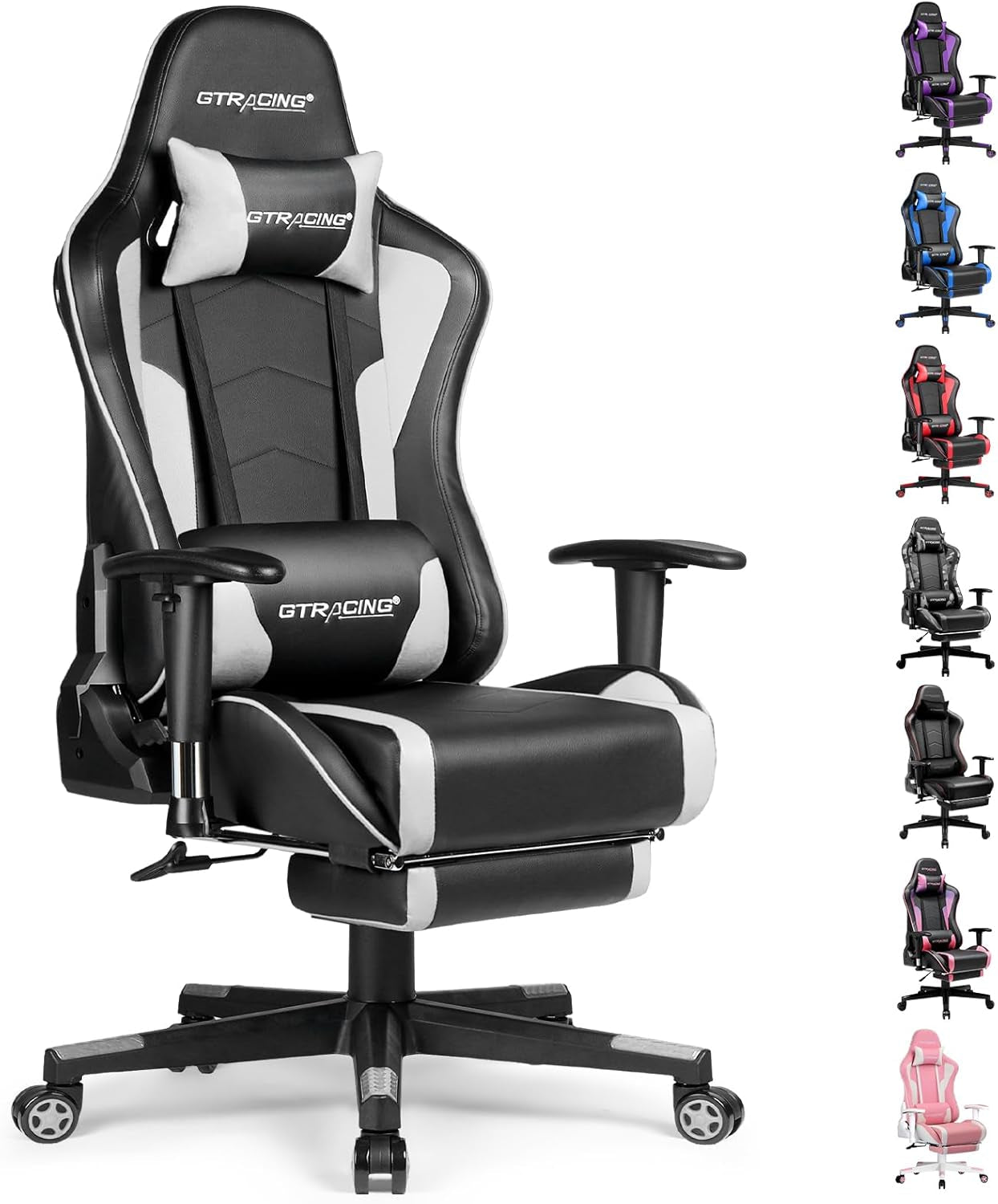 Gaming Chair with Footrest Speakers Video Game Chair Bluetooth Music Heavy Duty Ergonomic Computer Office Desk Chair