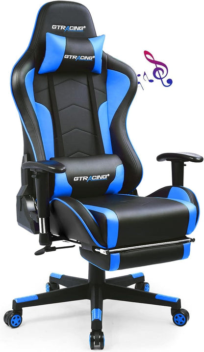Gaming Chair with Footrest Speakers Video Game Chair Bluetooth Music Heavy Duty Ergonomic Computer Office Desk Chair