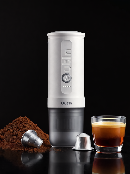 Nano Portable Electric Espresso Machine, Travel Coffee Maker for Camping, Car Coffee Maker Self-Heating with USB-C, with Ground Coffee & NS Capsule for RV, Hiking, Office