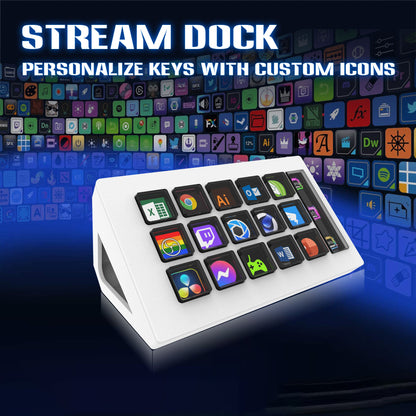 Stream Deck MK.2 White – Studio Controller, 15 Macro Keys, Trigger Actions in Apps and Software like OBS, Twitch, Youtube and More, Works with Mac and PC