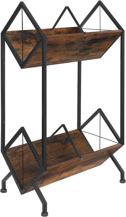Vinyl Record Holder, 80-100 LP Vinyl Record Storage Rack, Quick Assembly Vinyl Record Display, Retro Style Organizer for Magazine, Book, Files, Albums (Rustic Brown, 1 Tier)