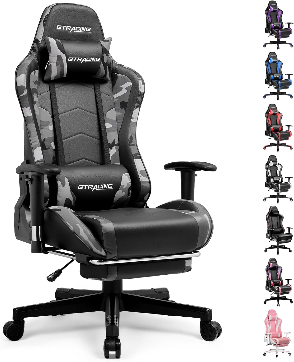 Gaming Chair with Footrest Speakers Video Game Chair Bluetooth Music Heavy Duty Ergonomic Computer Office Desk Chair