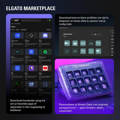 Stream Deck MK.2 White – Studio Controller, 15 Macro Keys, Trigger Actions in Apps and Software like OBS, Twitch, ​Youtube and More, Works with Mac and PC