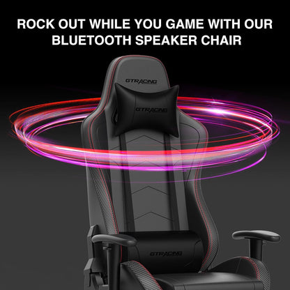 Gaming Chair with Footrest Speakers Video Game Chair Bluetooth Music Heavy Duty Ergonomic Computer Office Desk Chair