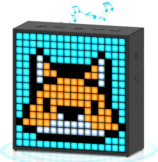 Timebox Evo -- Pixel Art Bluetooth Speaker with 16X16 LED Display APP Control - Cool Animation Frame & Gaming Room Setup & Bedside Alarm Clock- Black