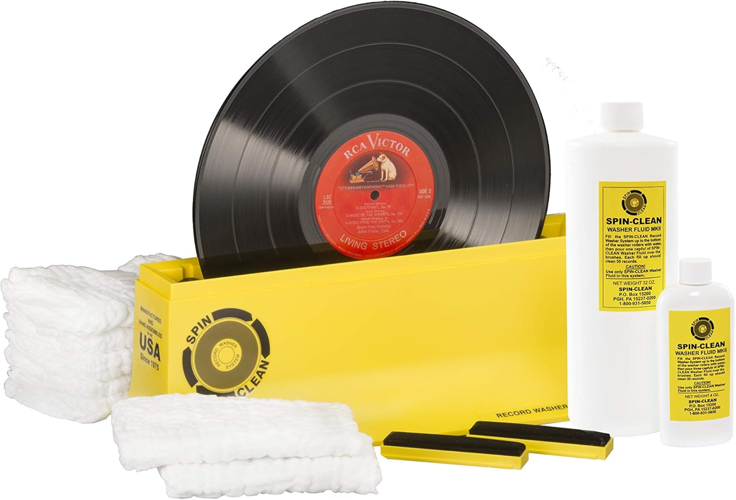 Spin-Clean Vinyl Record Washer Deluxe Kit | Record Cleaning Kit | Vinyl Record Cleaner | Includes Five Extra Drying Cloths, Extra 32Oz. Fluid & Extra Brushes | Perfect for 33, 45 & 78 RPM
