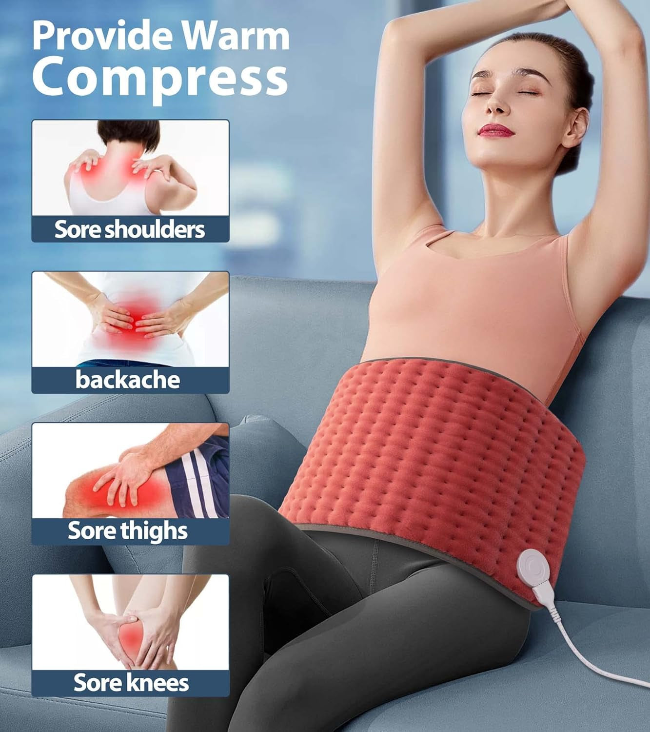 Heating Pad for Back, Neck, Shoulder, Cramps and Leg Pain Relief, Heat Pads Christmas Gifts for Women, Men, Mom, Dad, Auto-Off,Machine Washable,Moist Dry Heat Options,Extra Large 12"X24"